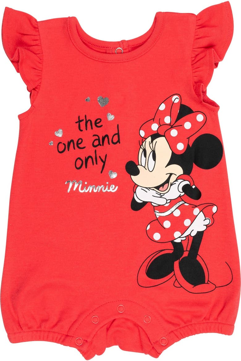 Minnie Mouse One Piece Romper and Hat Set, Alternate, color, Minnie Mouse Red