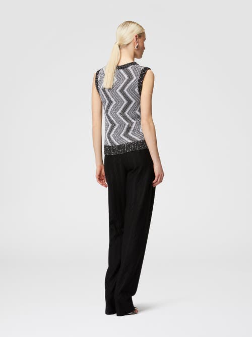 Shop Missoni Vest With Macro Zig Zag And Sequins In Black & Grey