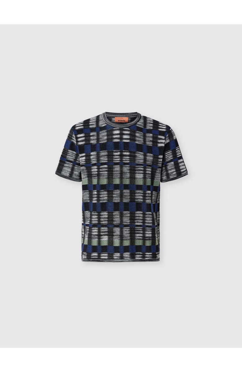 Missoni Crew-neck Cotton And Viscose T-shirt With Check Pattern, Main, color, Multicoloured