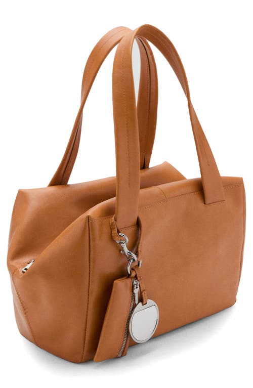 Mango Medium Leather Shoulder Bag With Removable Pouch & Mirror In Brown