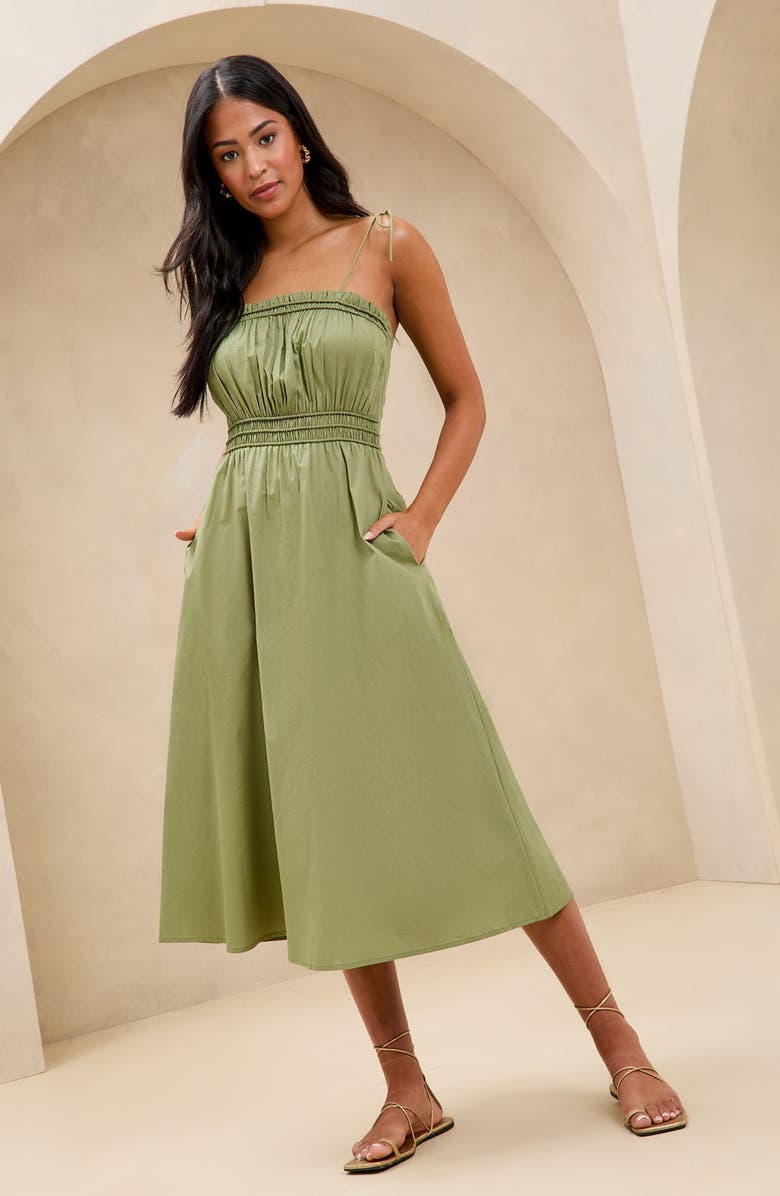 Lipsy Cotton Poplin Midi Dress, Alternate, color, Green