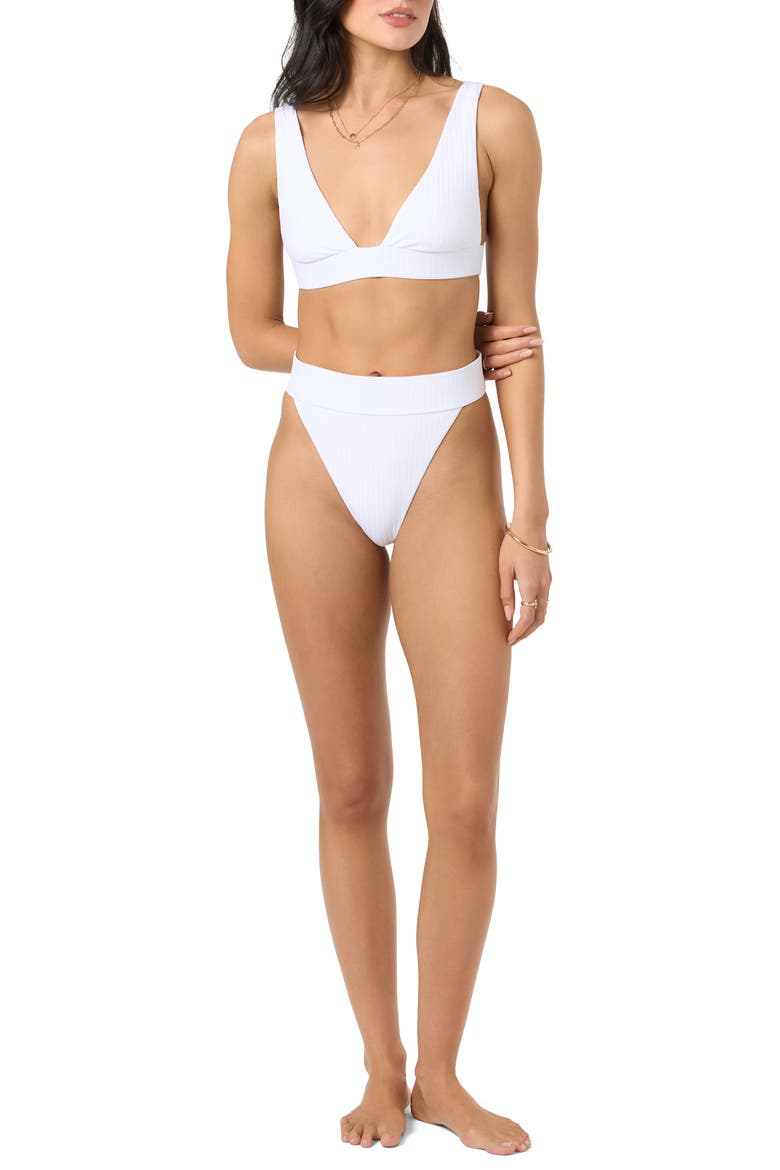 Shorebreak Rib Cancun Bikini Top, Alternate, color, WHITE