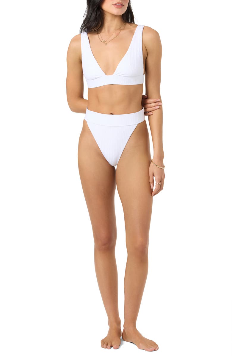 O'Neill Shorebreak Rib Cancun Bikini Top, Alternate, color, White