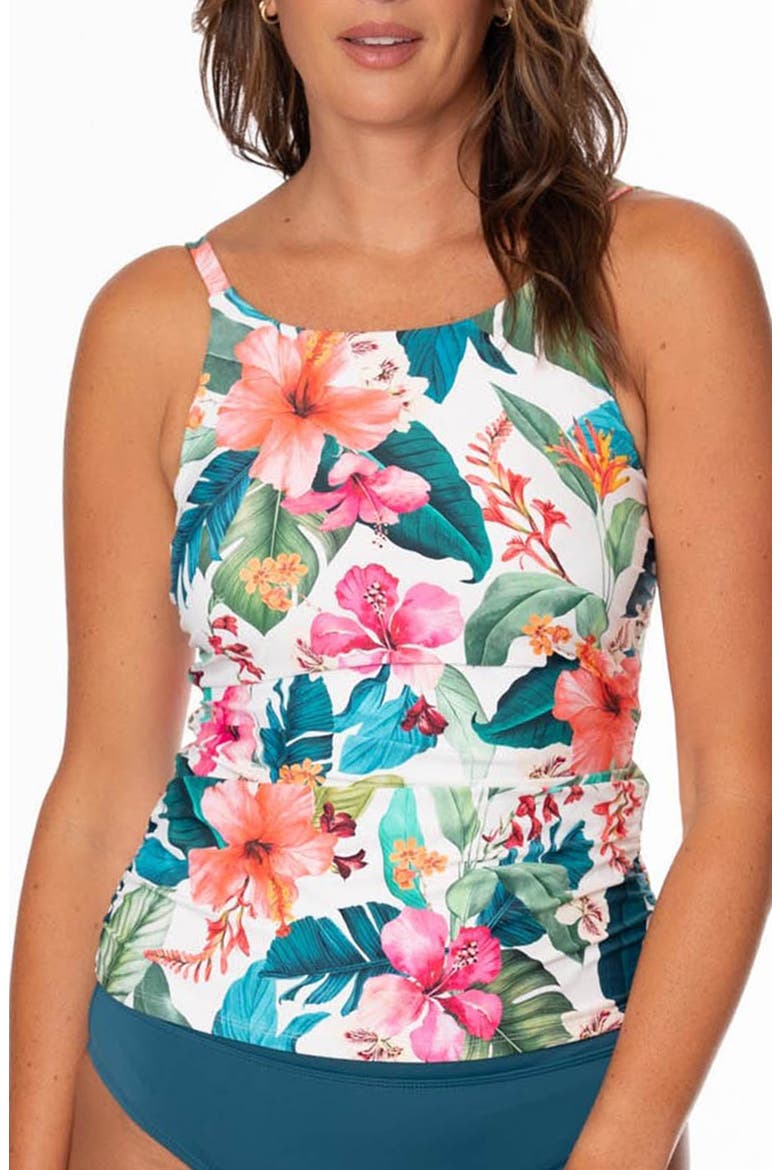 Lauren Tankini Bikini Top, Main, color, WHITE MULTI