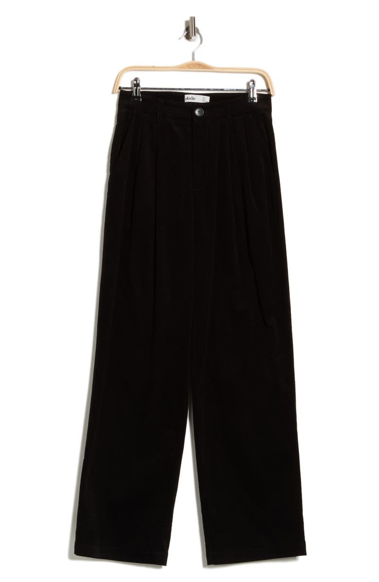 Elodie Pleated Corduroy Pants, Alternate, color, Black