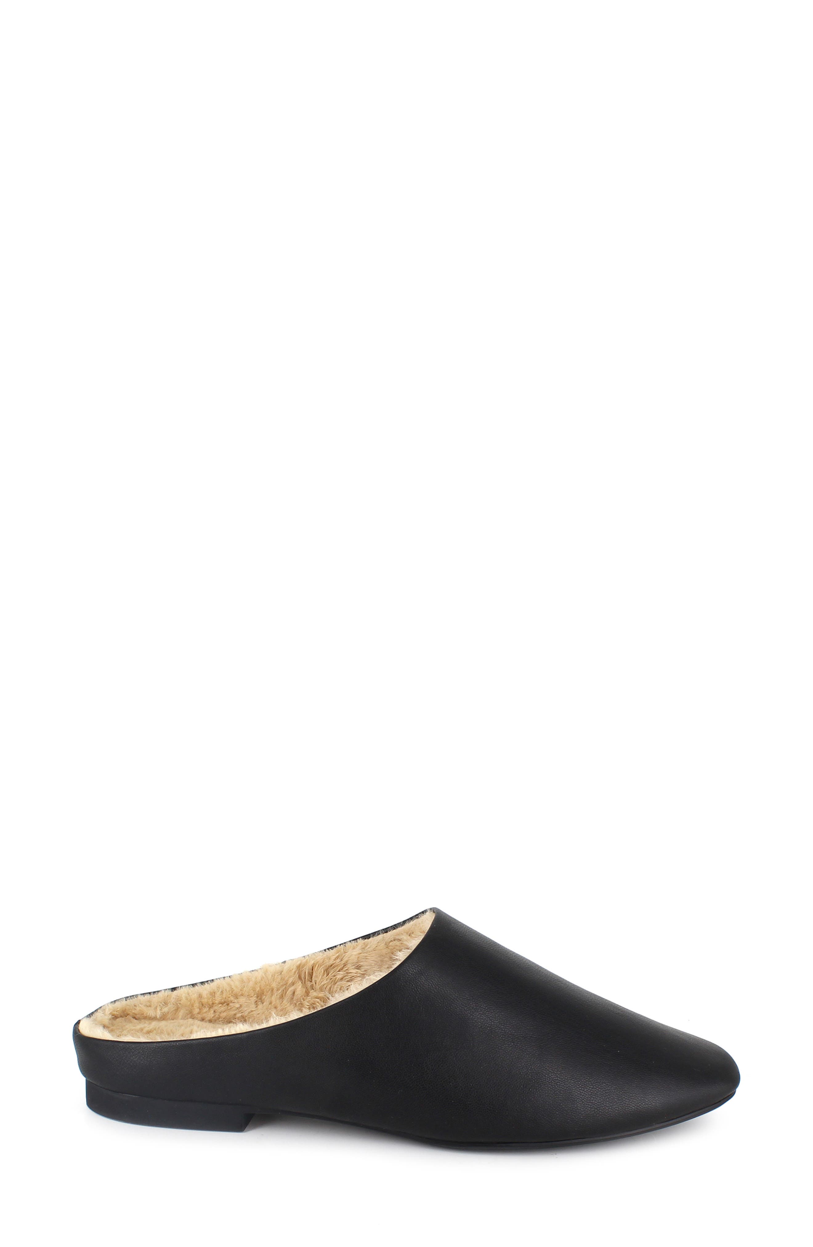 Nathaly Faux Shearling Lined Mule, Alternate, color, BLACK FAUX LEATHER