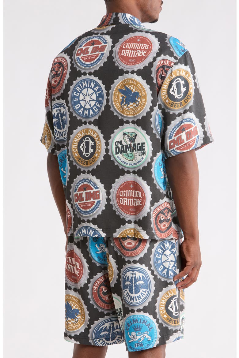 Bottle Cap Button Front Shirt, Alternate, color, BLACK MULTI