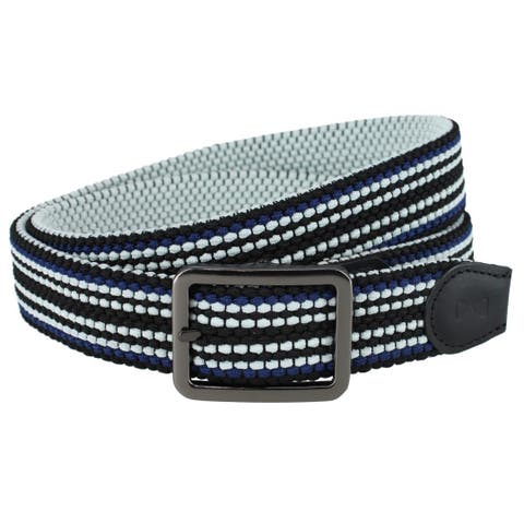 Big and Tall Alejandro 35MM Black Stripes and White Reversible Braided Casual Golf Belt