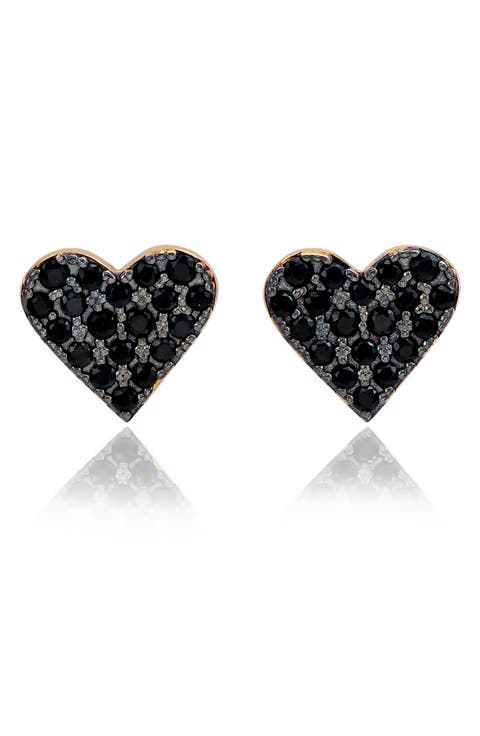 Pavé Cubic Zirconia Heart Stud Earrings