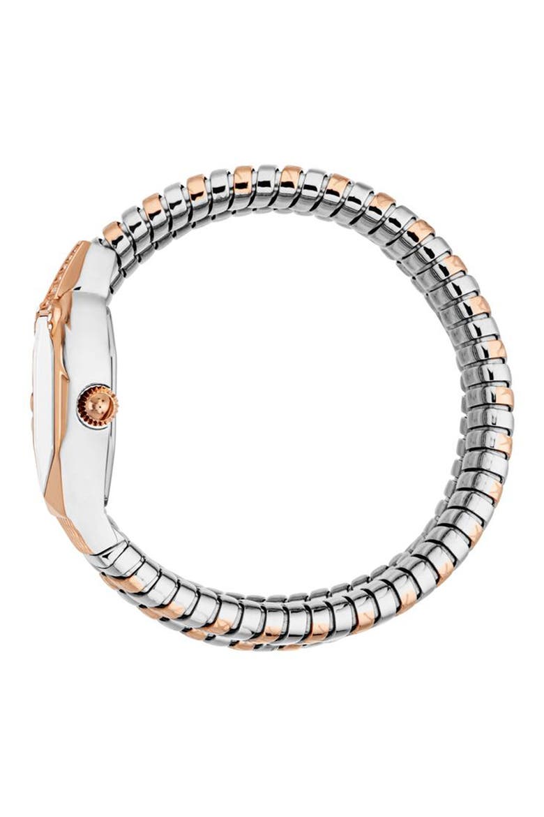 Snake Wraparound Bracelet Watch, 22mm x 34.5mm, Alternate, color, TWO TONE SILVER / ROSE GOLD COLOR