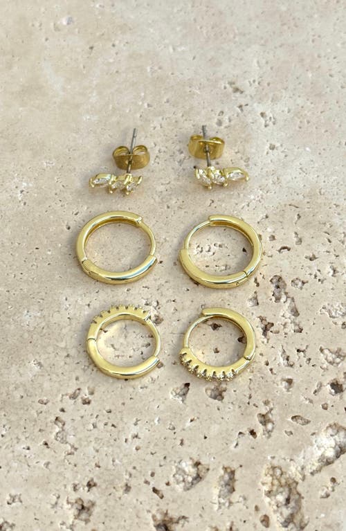 Adornia Set Of 3 Assorted Hoops And Stud Earrings In Gold