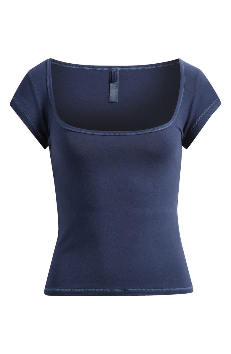 SKIMS Scoop Neck Cotton Blend Jersey T-Shirt, Alternate, color, Navy