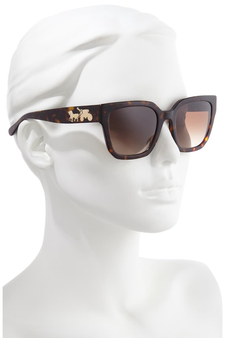 53mm Gradient Square Sunglasses, Alternate, color, DARK TORTOISE/ BROWN GRAD