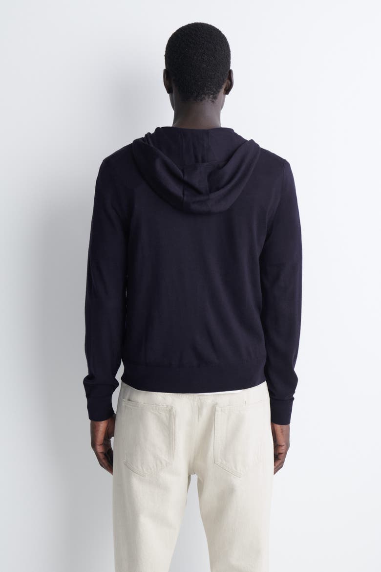 Merino Wool Zip-up Hoodie, Alternate, color, NAVY