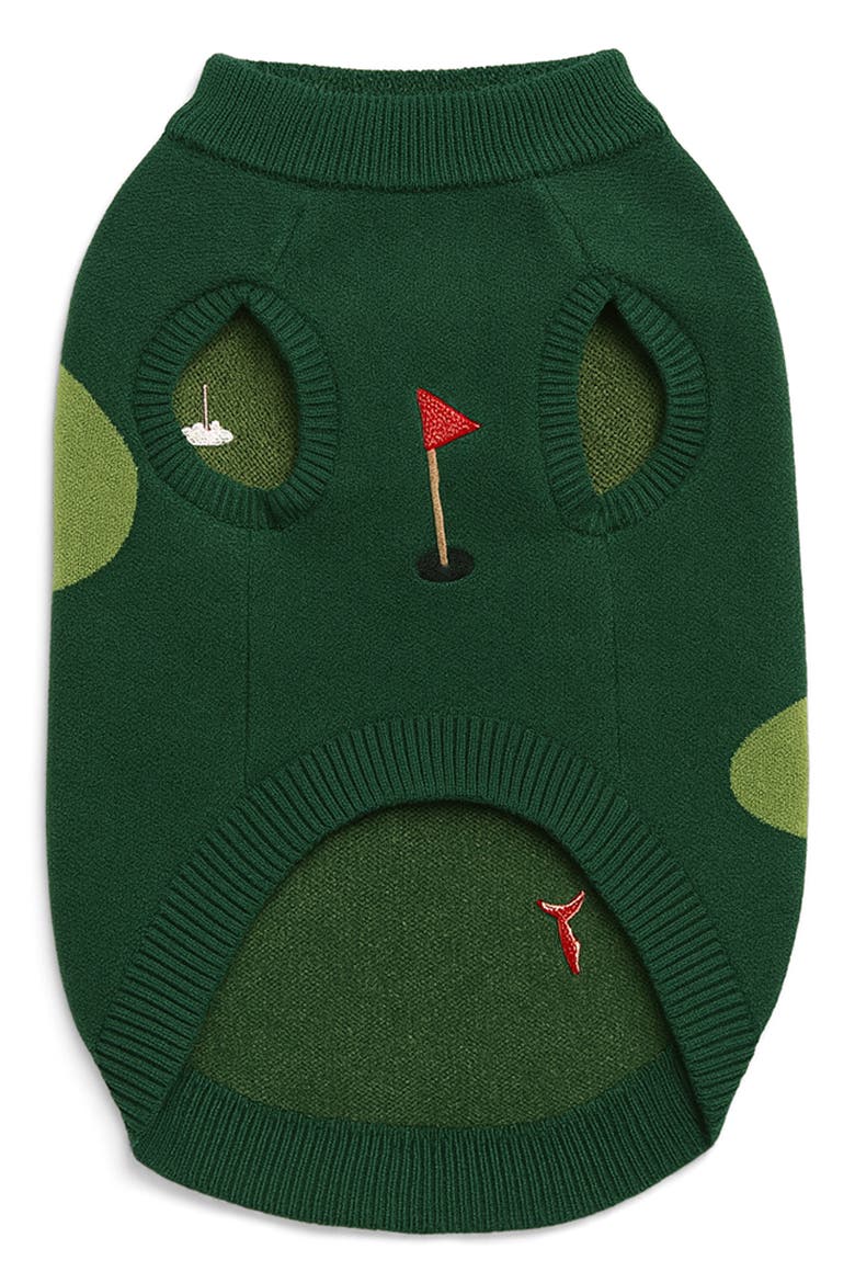 Golf 3D Appliqué Pet Sweater, Alternate, color, GREEN