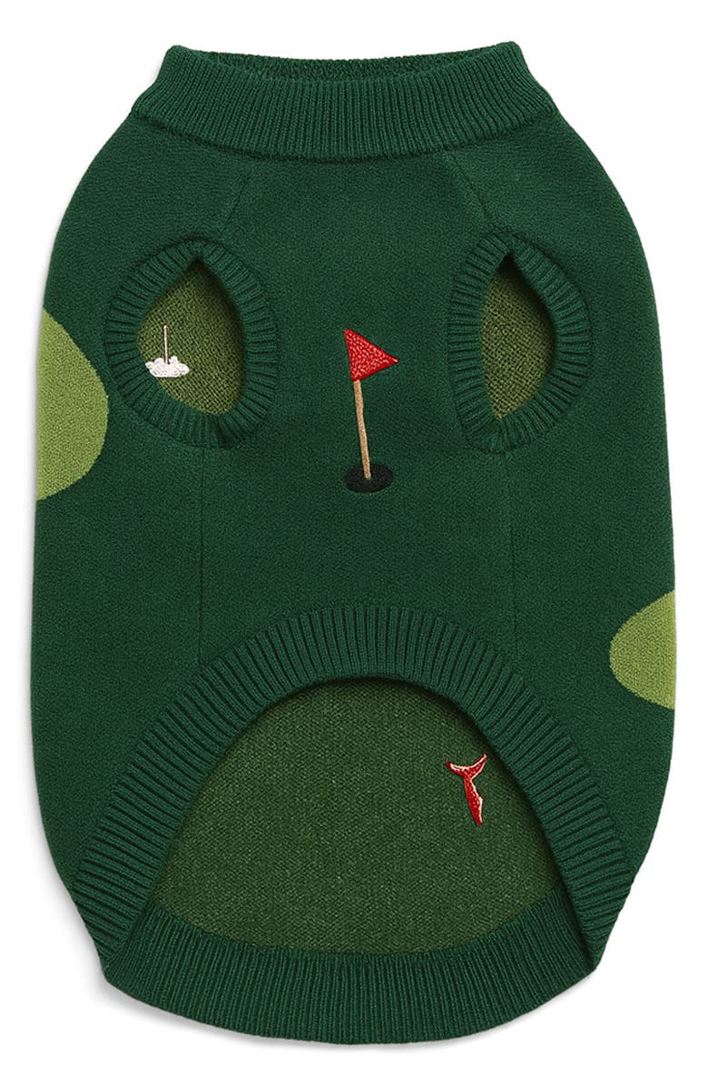 Found My Animal Golf 3D Appliqué Pet Sweater, Alternate, color, Green