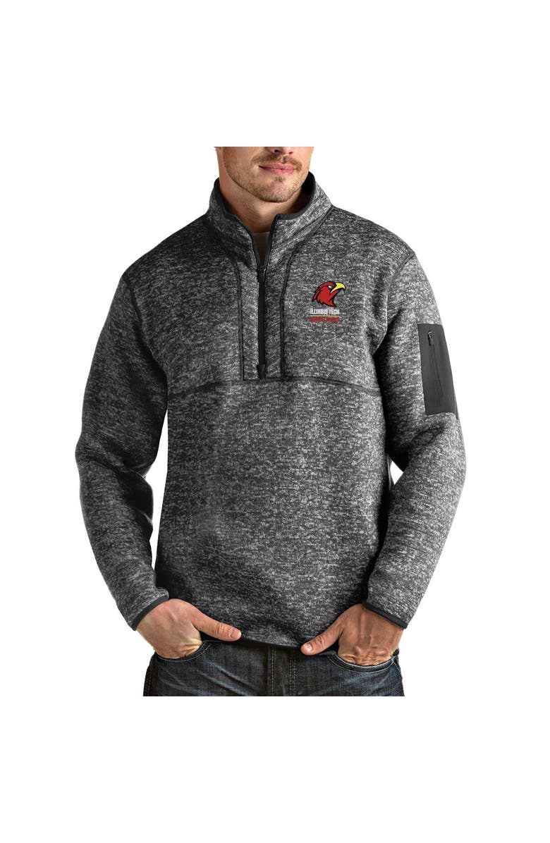 ANTIGUA Men's Antigua Heathered Charcoal Illinois Tech Scarlet Hawks Fortune Quarter-Zip Jacket, Alternate, color, Heather Charcoal