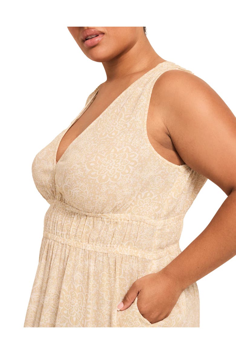 Zahira Lounge Dress, Alternate, color, Floral beige