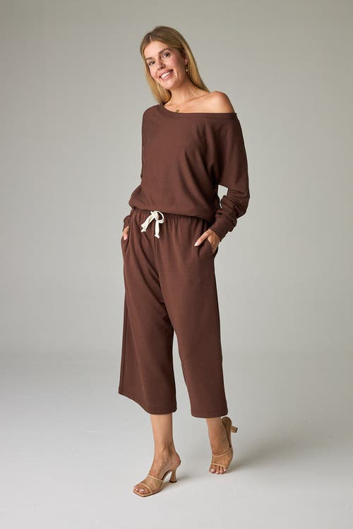 Eavolu Baikal Eco-luxe Fleece Crop Pant In Brown