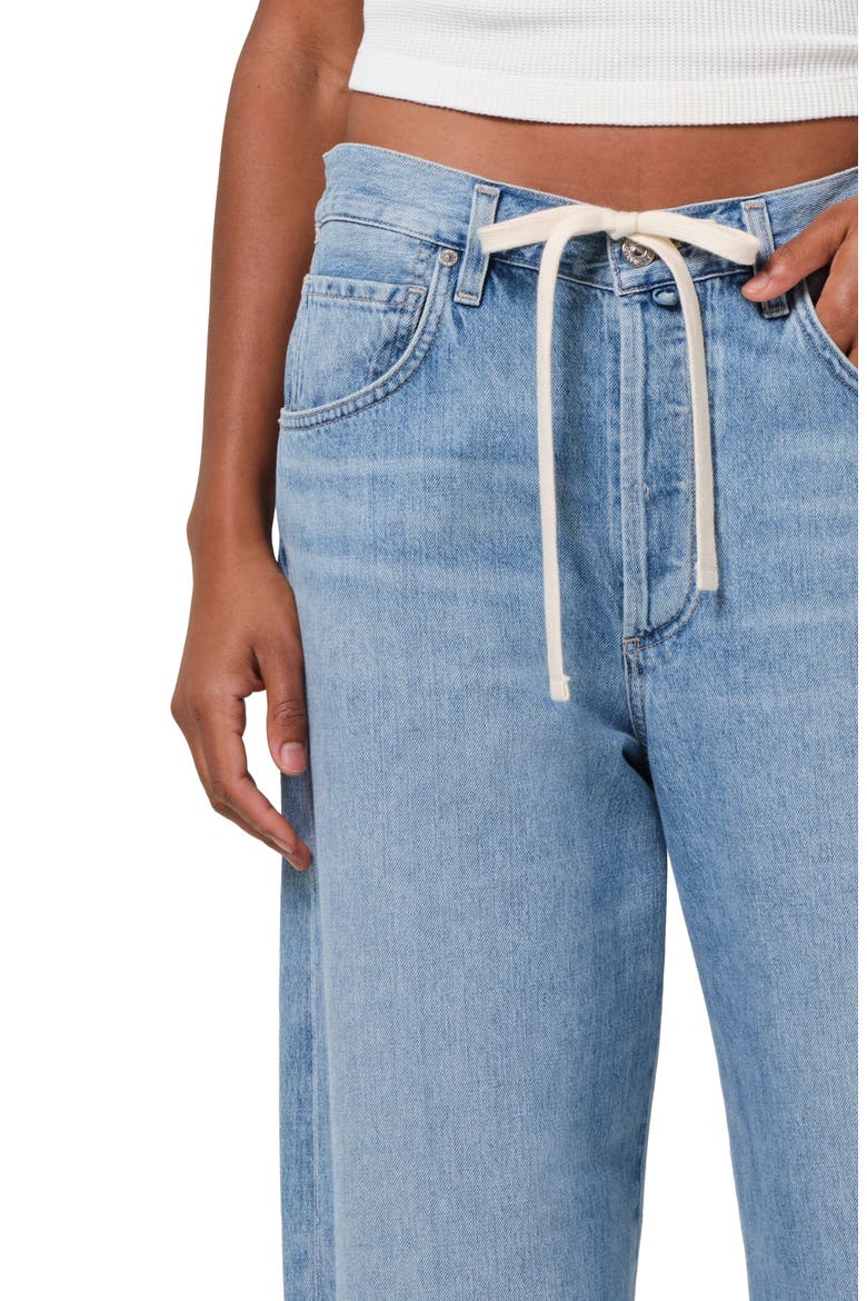 Brynn Drawstring High Waist Wide Leg Jeans, Alternate, color, BLUE LACE (LT INDIGO)