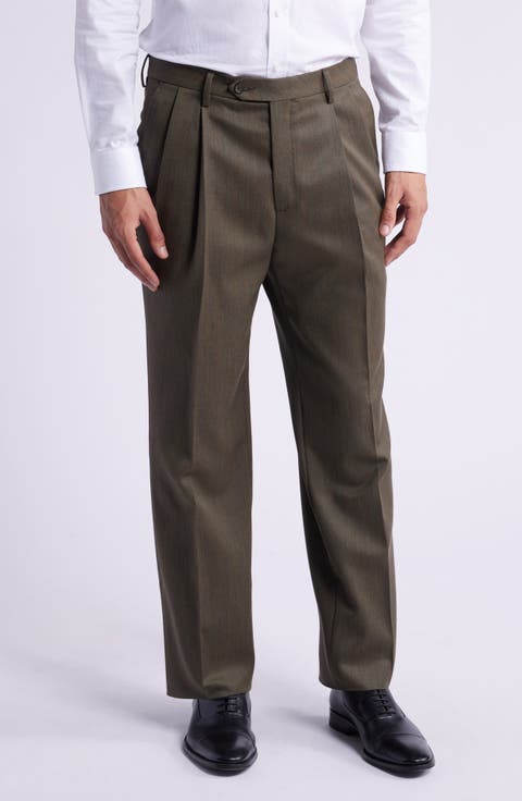 Pleated Wool Gabardine Dress Pants