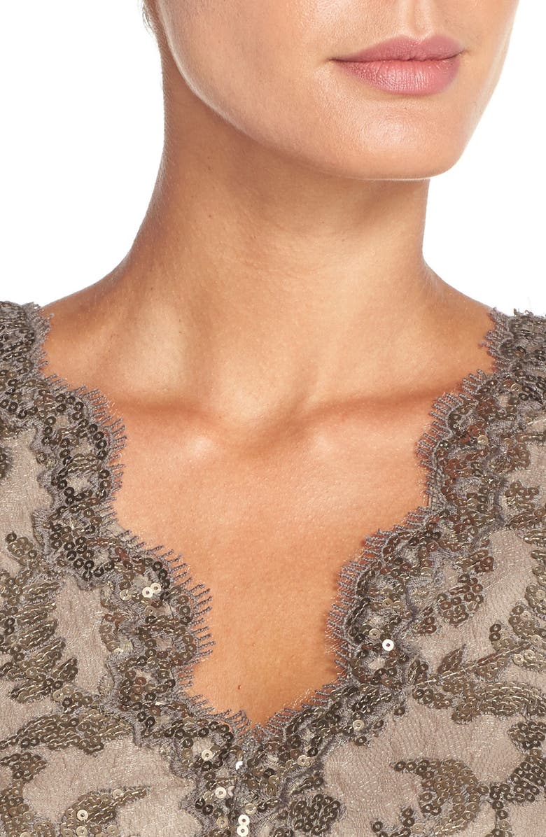 Tadashi Shoji Sequin Lace Gown, Alternate, color, 