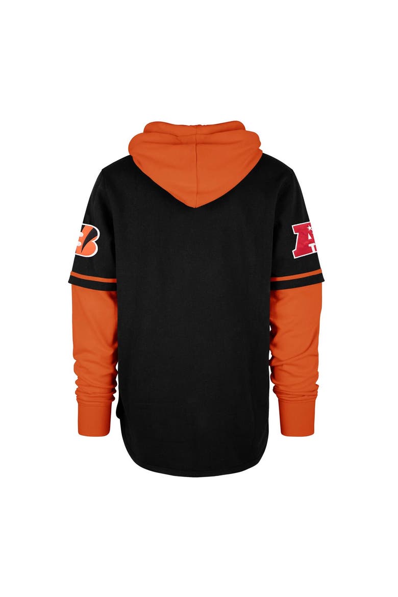 Men's '47 Black Cincinnati Bengals Shortstop Pullover Hoodie, Alternate, color, Black