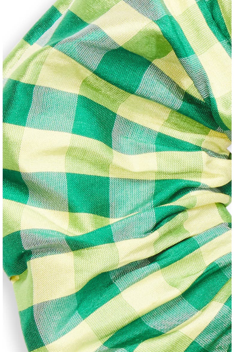 Oversize Silk Scrunchie, Alternate, color, GINGHAM GREEN YELLOW