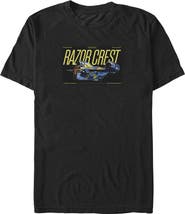 Star Wars: The Mandalorian and Grogu Mens Star Wars The Mandalorian and Grogu Bounty Hunter Razor Crest T Shirt