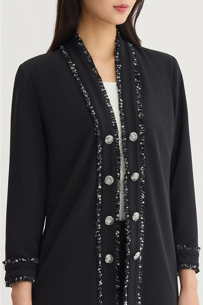 Stretch Deco Crepe Eyelash Jacket, Alternate, color, Black
