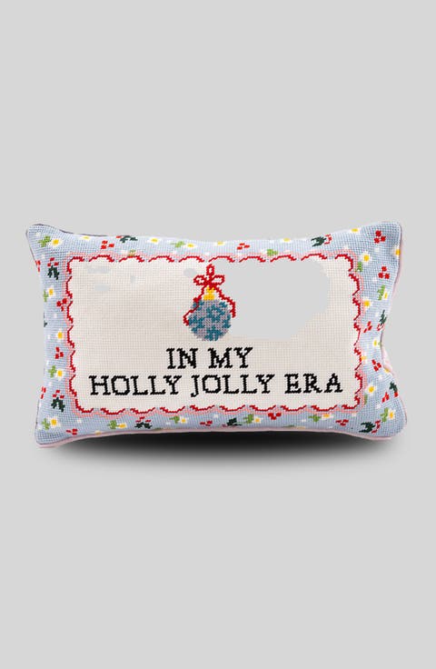 Holly Jolly Era Needlepoint Pillow