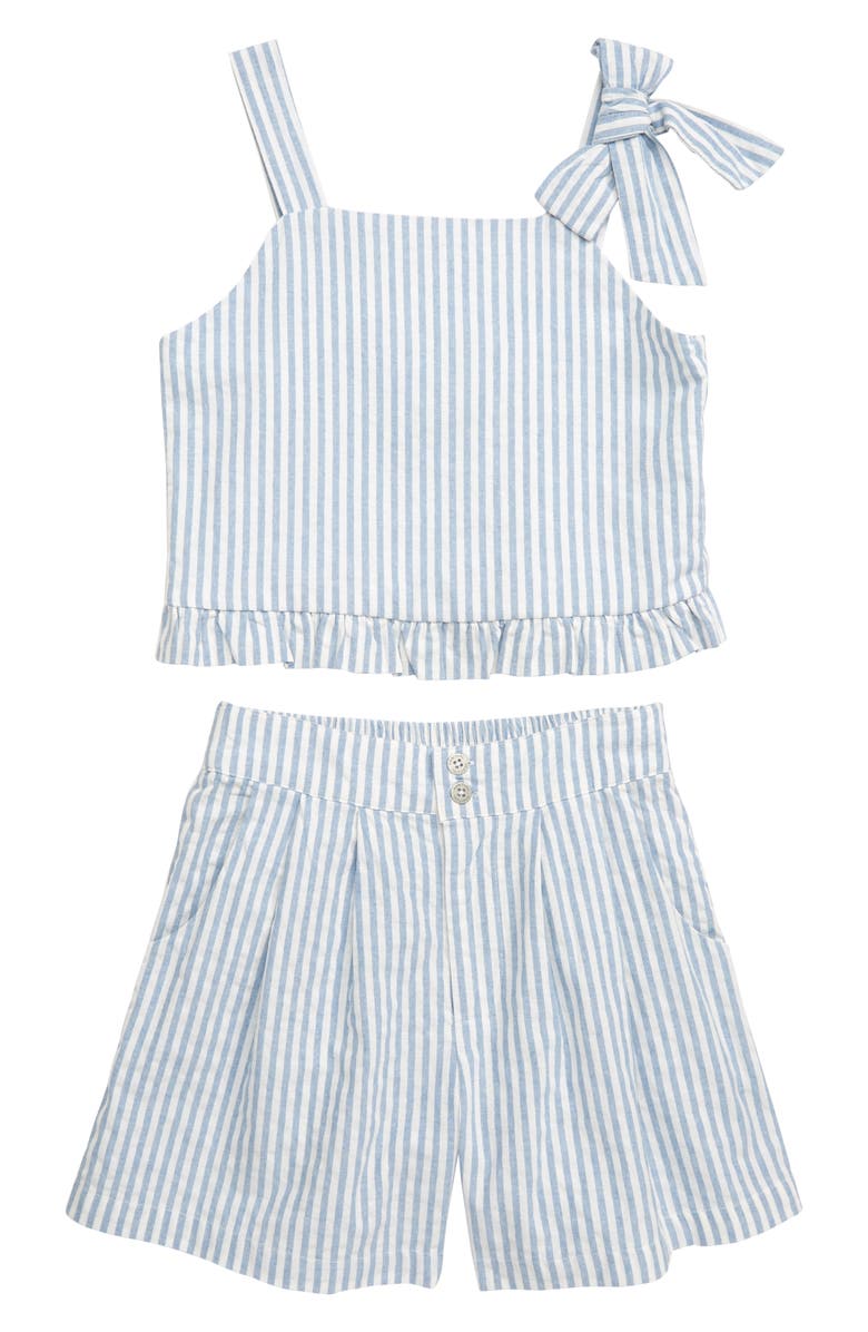 Habitual Luciana Stripe Crop Top & Shorts Set, Main, color, 