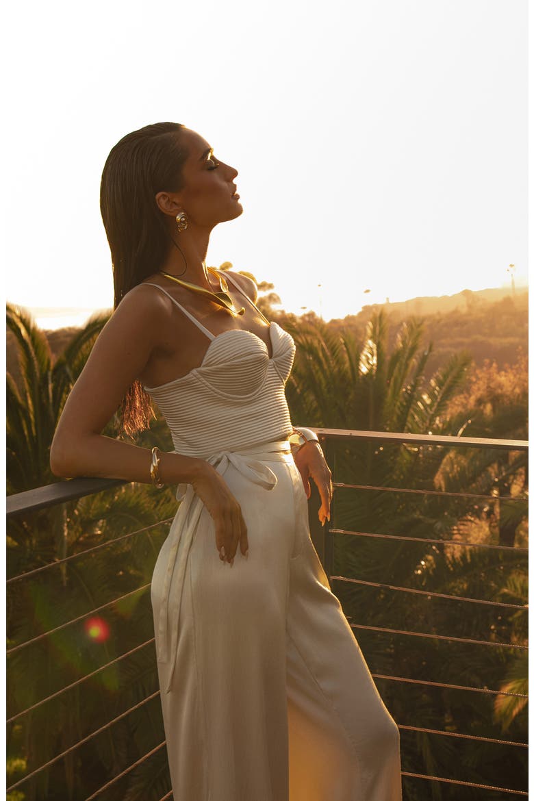 Thalia Textured Bustier Top, Alternate, color, IVORY