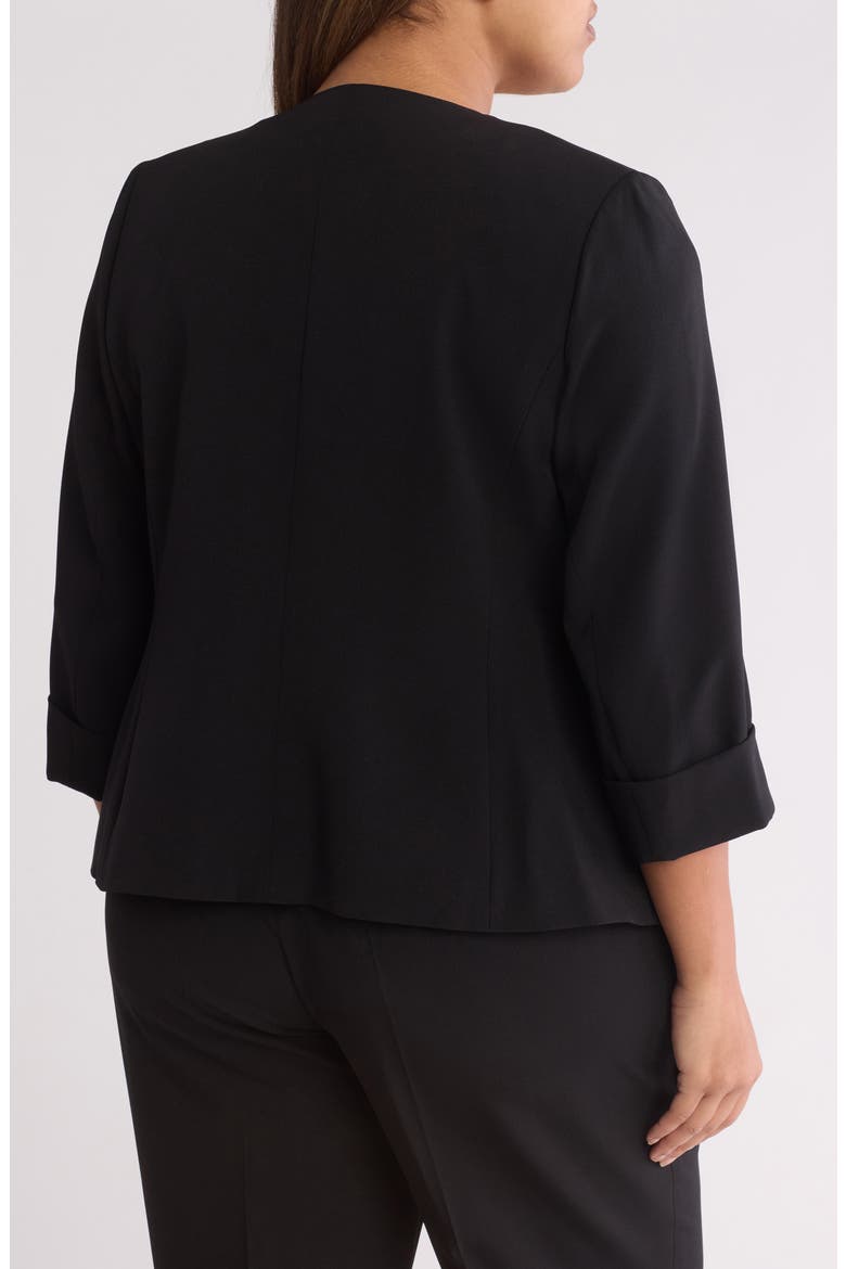 Cardigan-Style Stretch Crepe Blazer, Alternate, color, BLACK