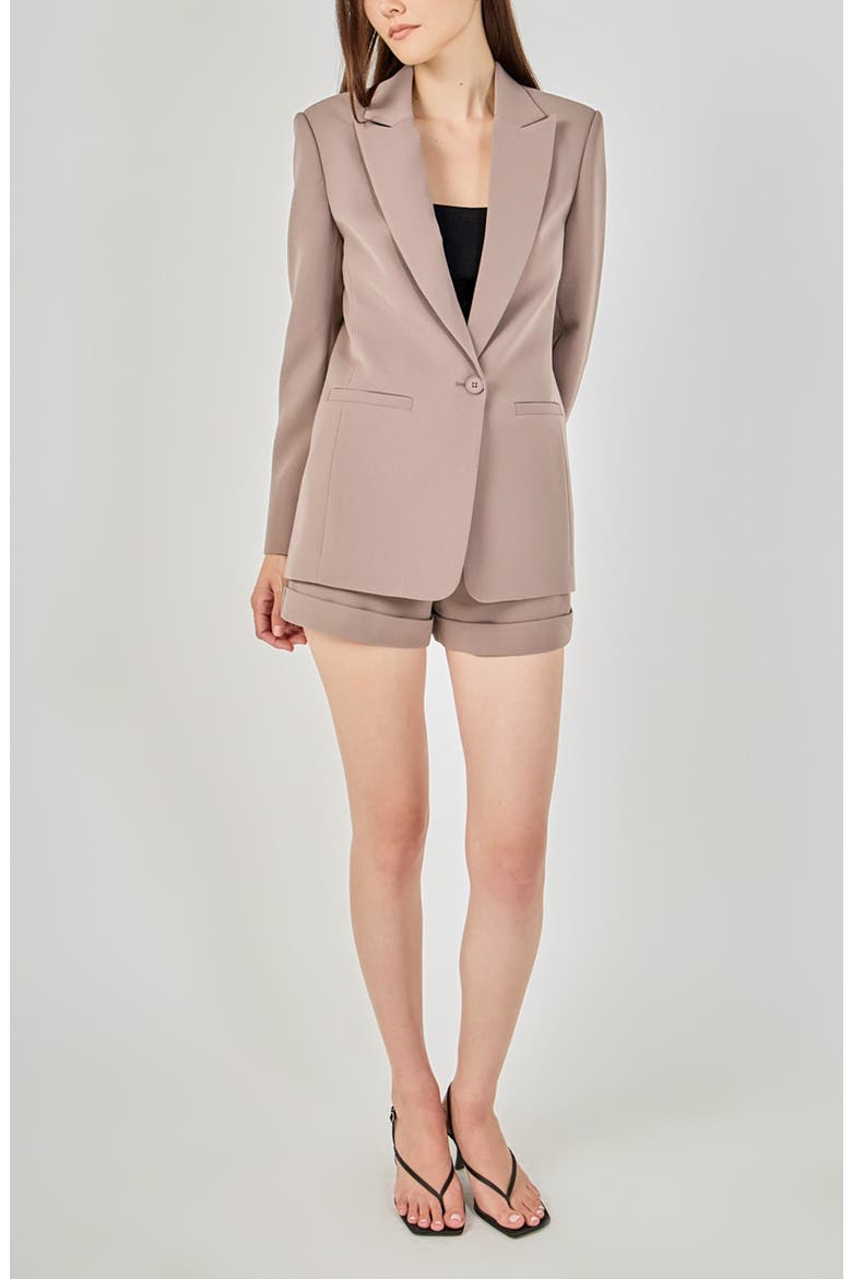 Tailored Single Button Blazer, Alternate, color, CINDER
