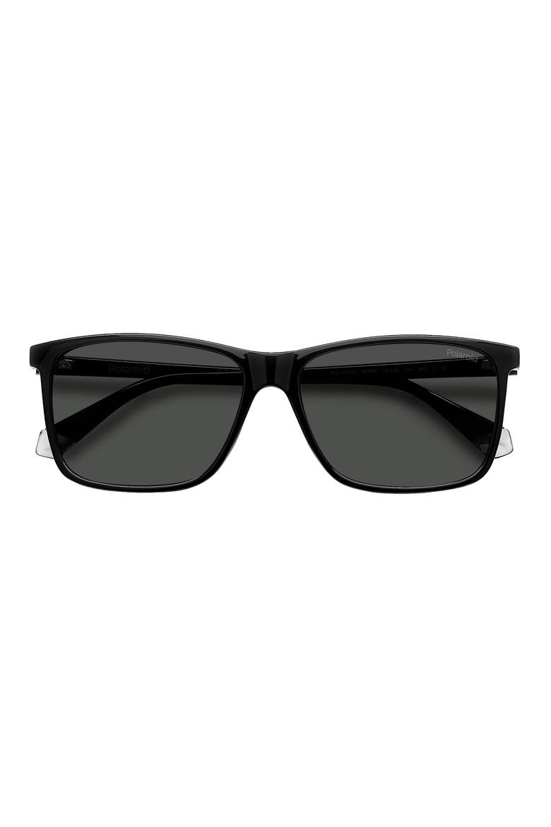 Kids' 58mm Polarized Rectangular Sunglasses, Alternate, color, BLACK/ GREY POLARIZED