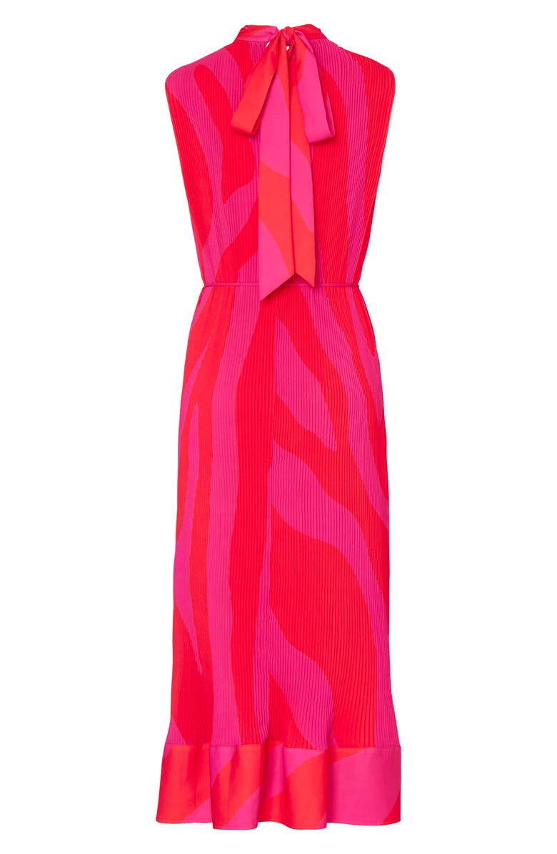 Milly Melina Tiered Zebra Stripe Plissé Midi Dress, Alternate, color, 