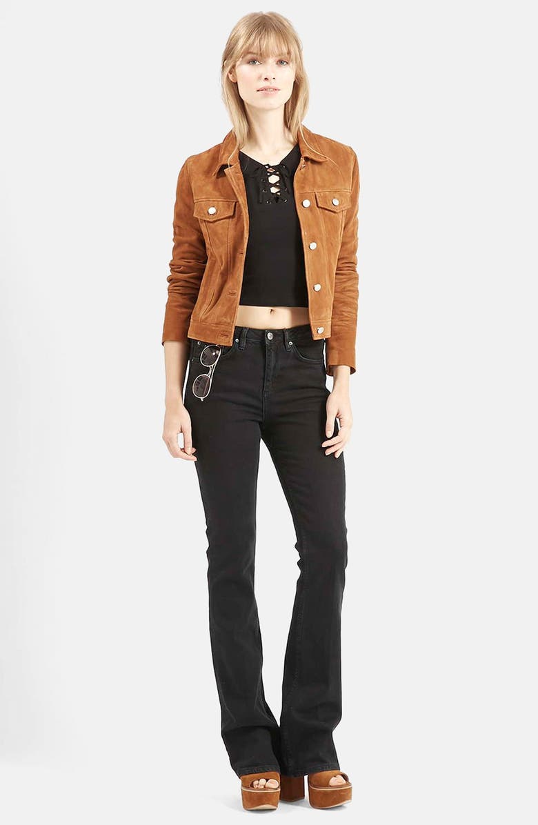 Topshop Lace-Up Crop Top, Alternate, color,