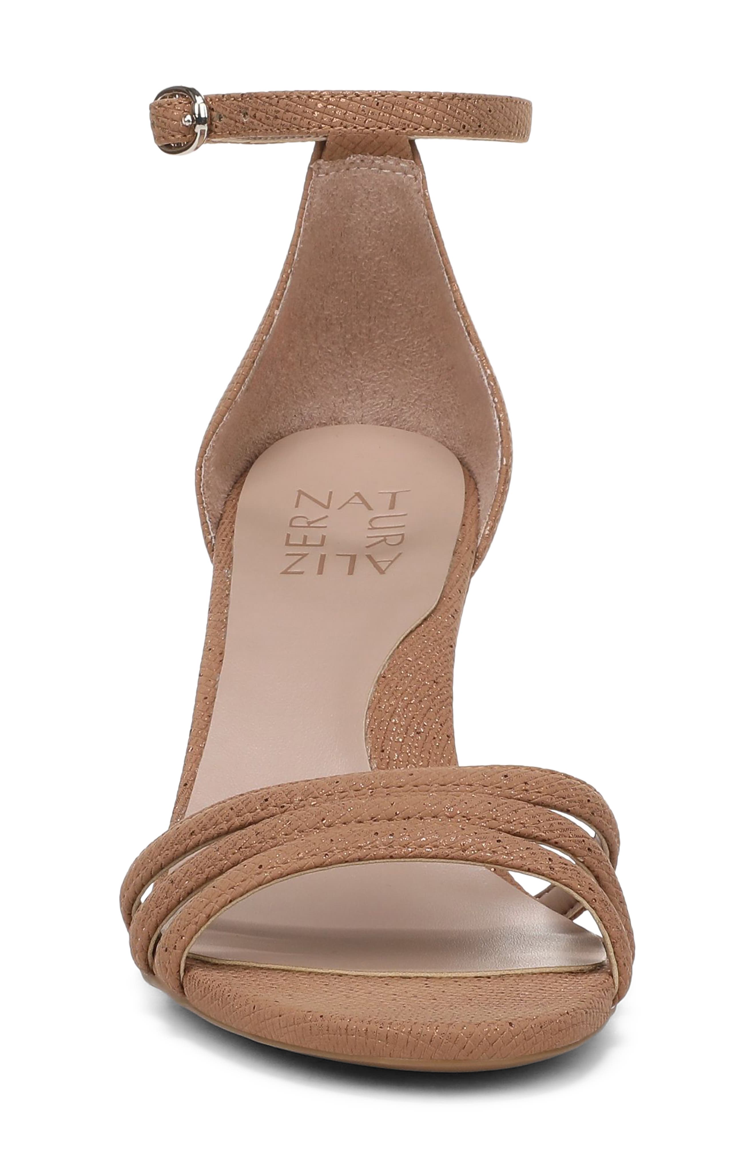 Naturalizer Heidi Ankle Strap Sandal, Alternate, color, Cafe Beige Textured Metallic