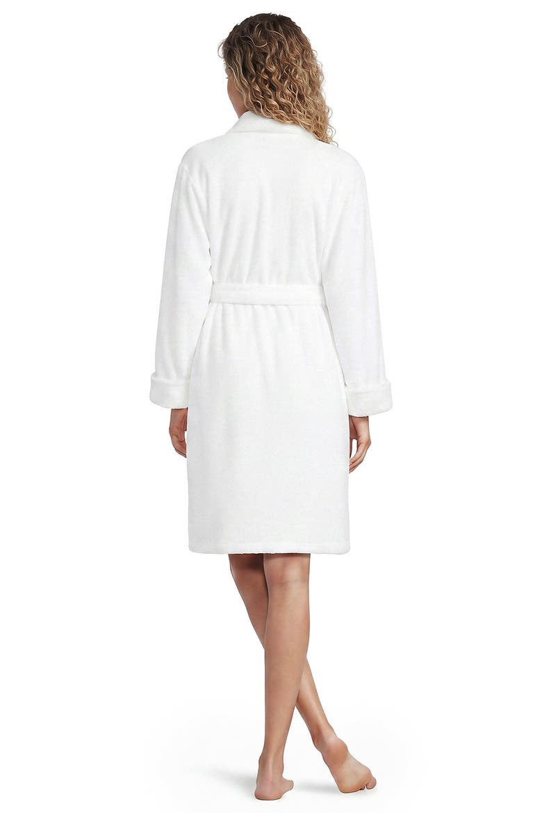 Soft Terry Long Sleeve Knee Length Robe, Alternate, color, White