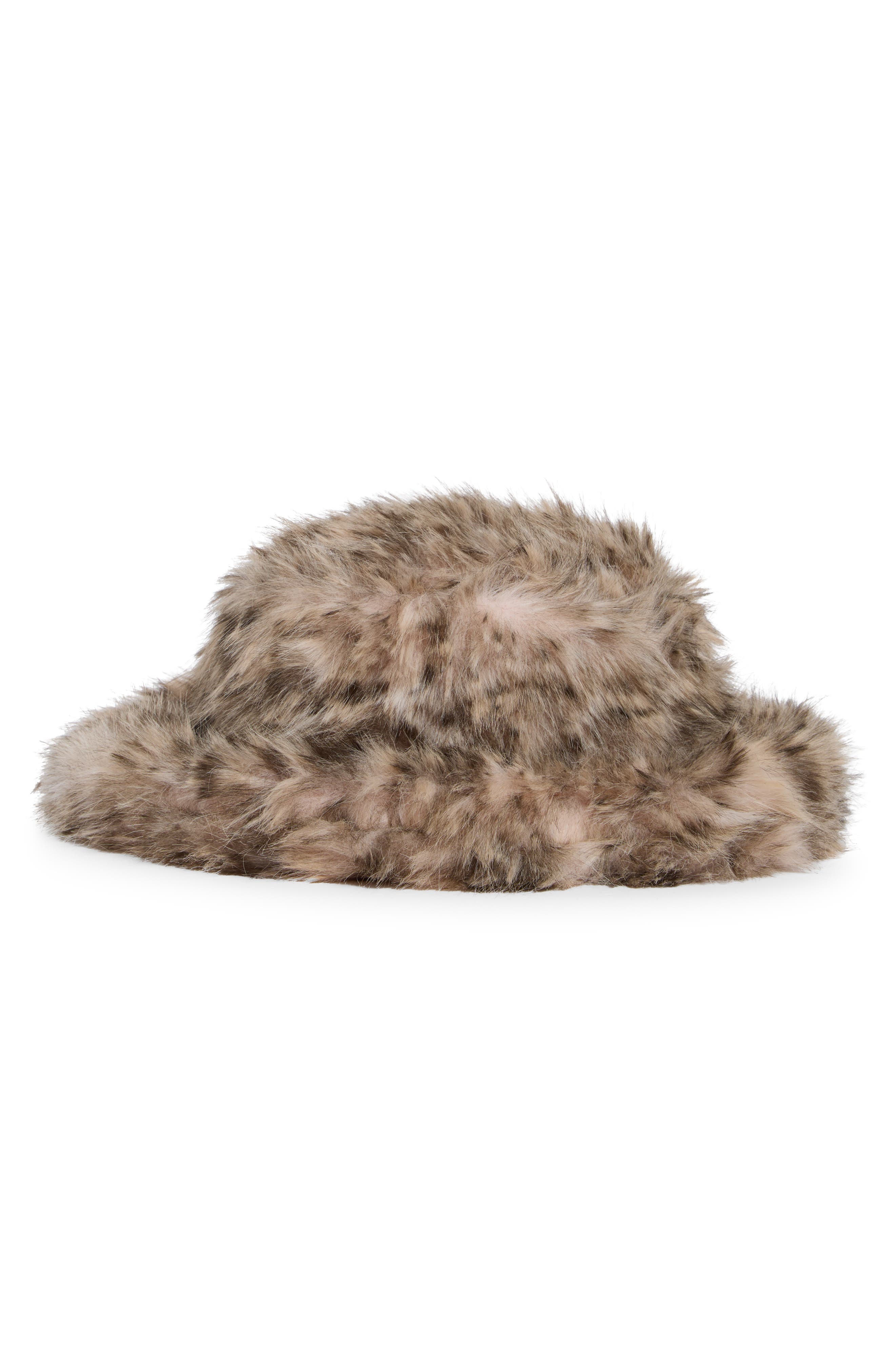Leopard Faux Fur Bucket Hat