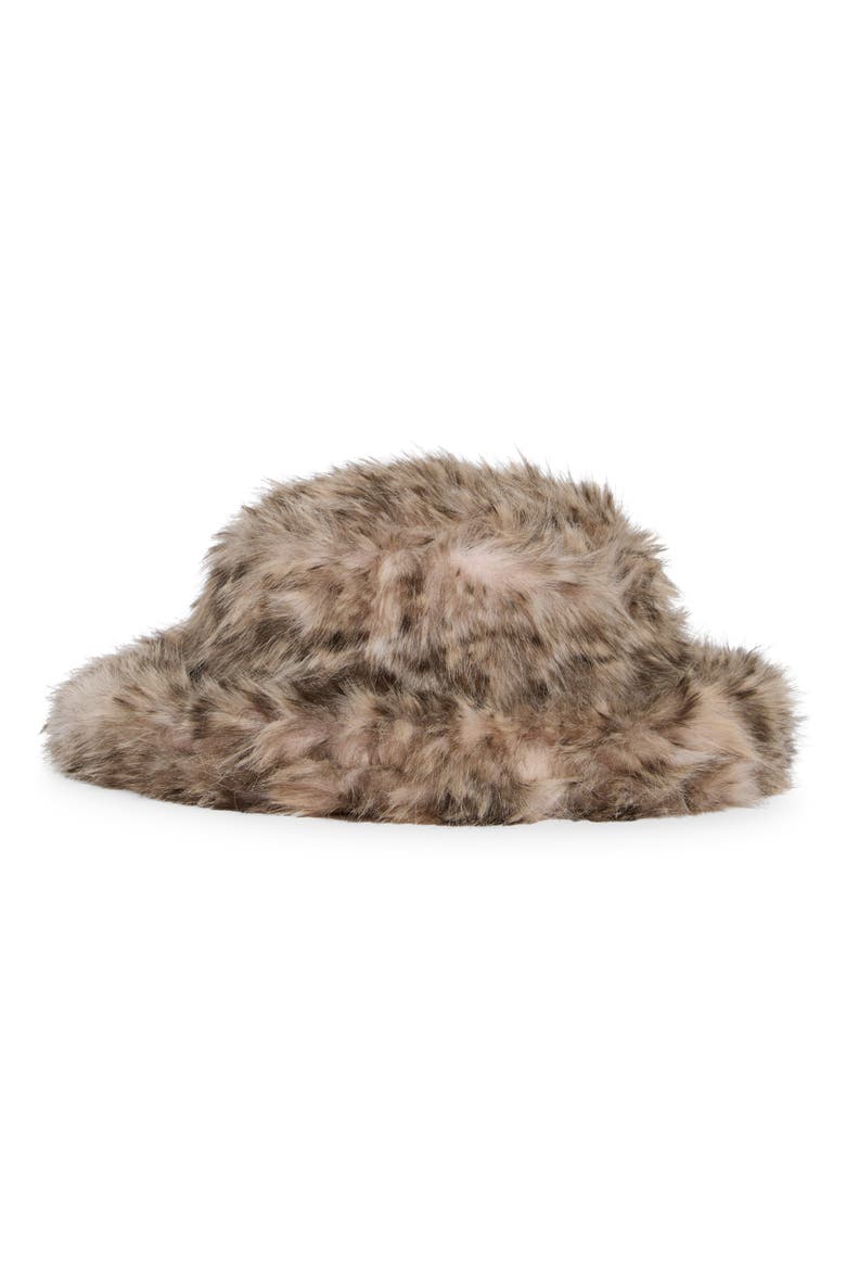Leopard Faux Fur Bucket Hat, Main, color, LEOPARD