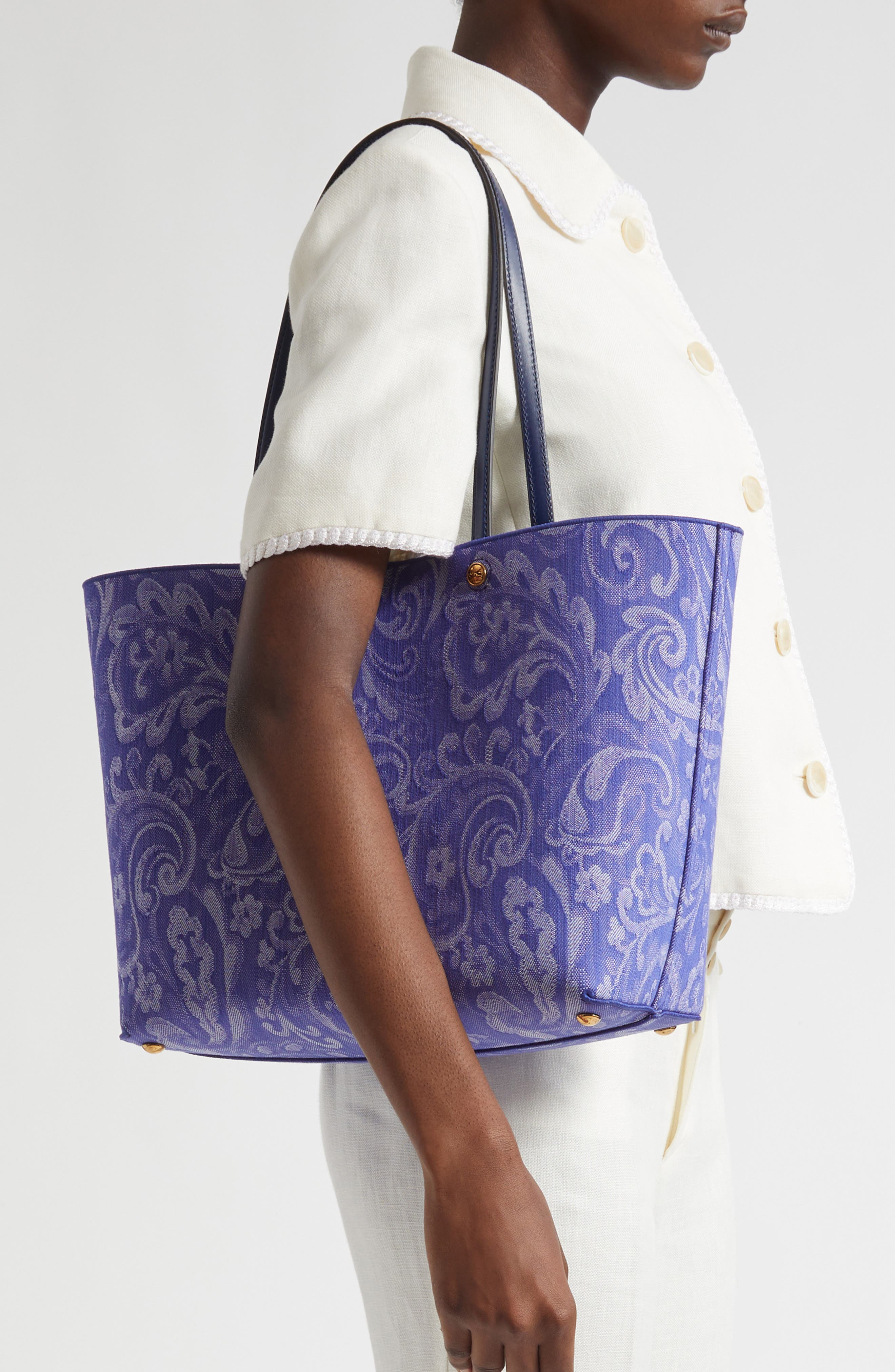 Etro Medium Essential Canvas Shopper, Alternate, color, 