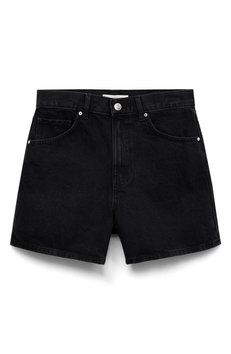 MANGO High Waist Denim Shorts, Alternate, color, Black Denim