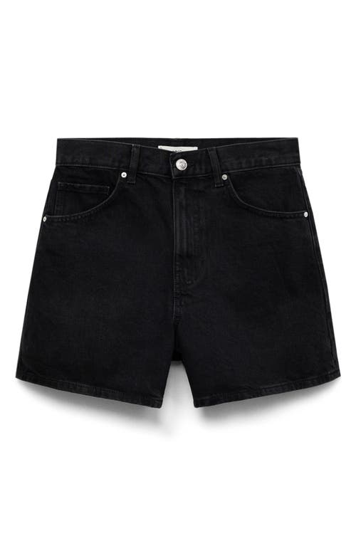 Mango High Waist Denim Shorts In Black