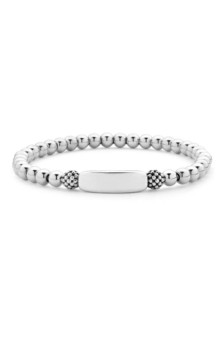 Sterling Silver Caviar Bead Stretch Bracelet, Main, color, SILVER