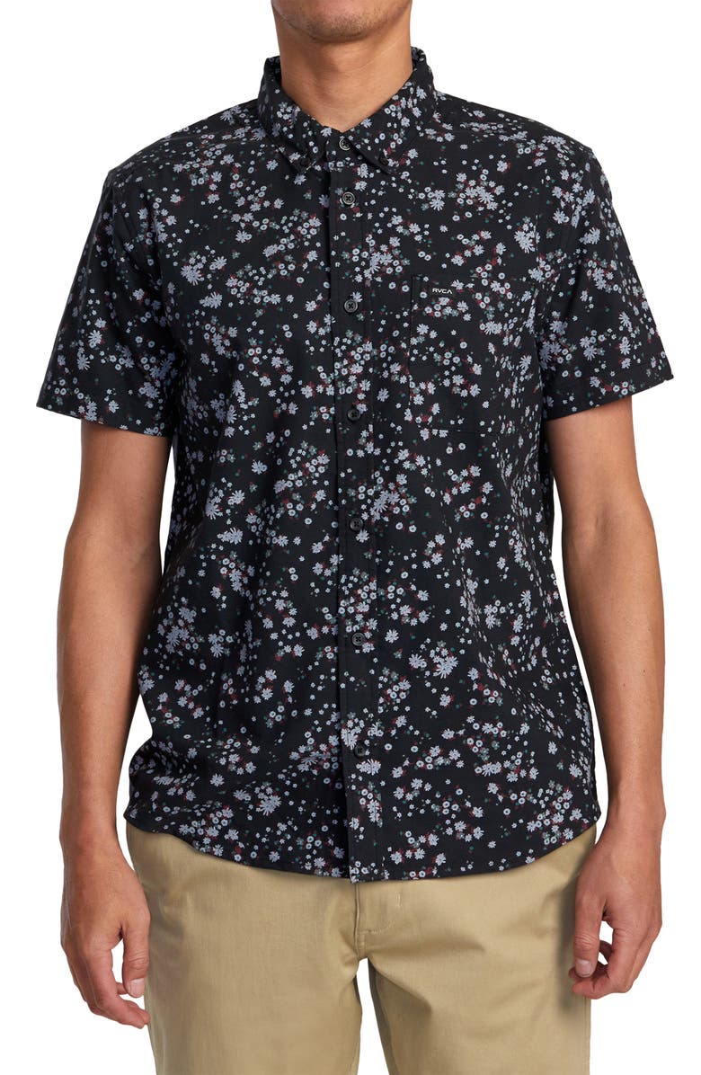 RVCA That'll Do Print Short Sleeve Button-Down Shirt, Main, color, 