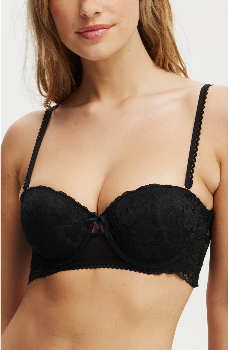 COTTON ON BODY Women's Holly Lace Strapless Push Up2 Bra, Main, color, Black