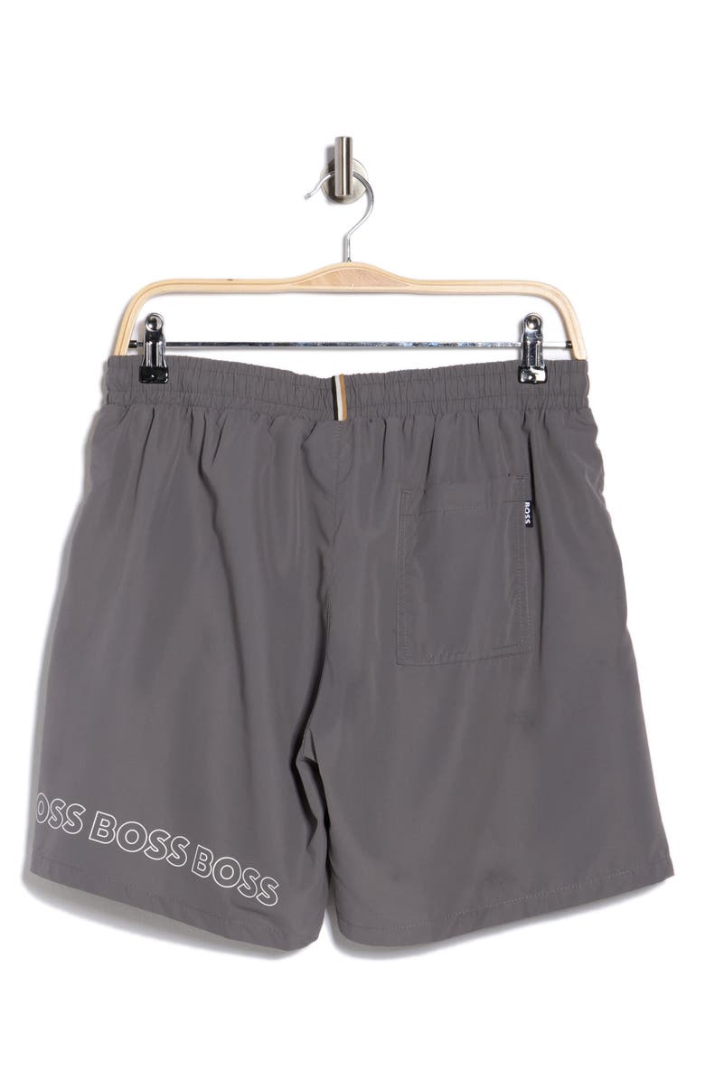 BOSS Recycled Polyester Dolphin Shorts, Alternate, color, Dark Grey