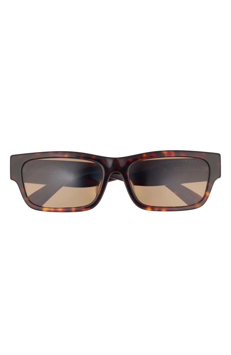 Prada 56mm Rectangular Sunglasses, Main, color, Brown